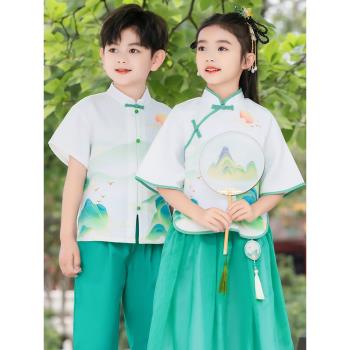 兒童演出服幼兒園畢業典禮服中國風男女漢服小學生合唱服表演服裝