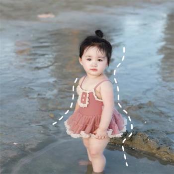 女寶寶可愛洋氣韓國裙式連體泳衣