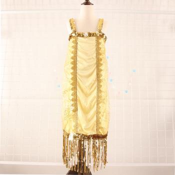 夏季金色亮片無袖吊帶公主裙童裝