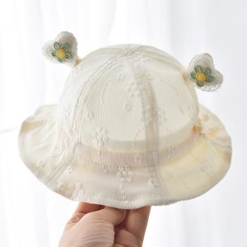 嬰兒帽子夏季薄款女寶寶防曬帽可調節漁夫帽可愛超萌嬰幼兒遮陽帽