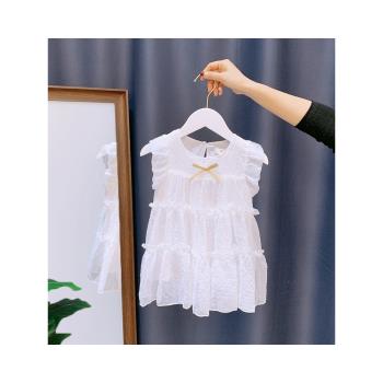 女童衣服夏裝2024新款連衣裙周歲女寶寶禮服公主裙嬰兒白色裙子夏