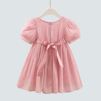 女童夏裝連衣裙2023新款洋氣泡泡短袖寶寶公主裙夏季韓版兒童裙子