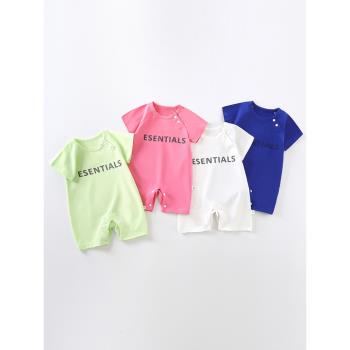 新生嬰兒兒連體衣夏季薄款短袖純棉衣服空調服寶寶短爬哈衣夏裝