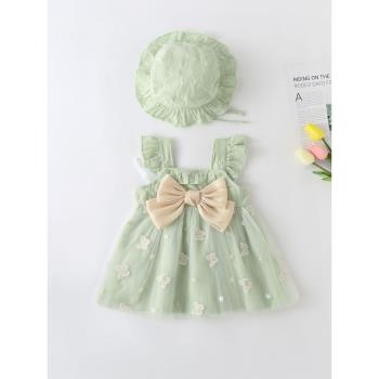 女寶寶連衣裙夏季女童嬰兒短袖可愛公主裙小女孩夏天洋氣吊帶裙子