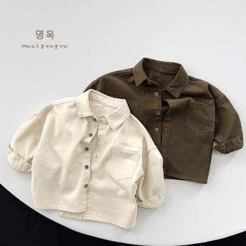 韓國男女童復古寶寶外套長袖襯衫