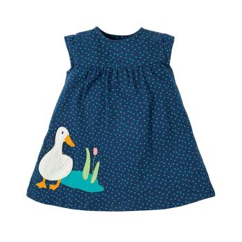 歐美外貿童裙夏女童短袖連衣裙寶寶洋氣ａ字裙卡通鴨子兒童針織裙