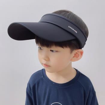 UPF50+輕薄兒童遮陽帽男孩夏季空頂帽防曬男童鴨舌太陽帽防紫外線