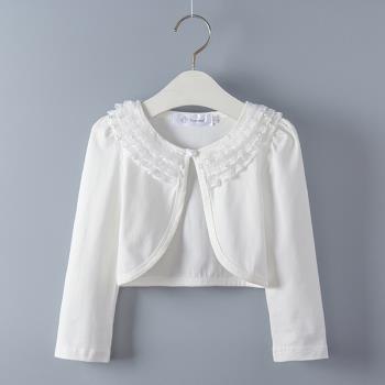 韓版純棉短袖白色禮服小外套披肩