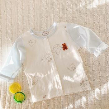 寶寶夏季上衣單件薄款透氣開衫內衣嬰兒空調服夏裝居家服純棉睡衣