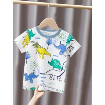 韓版短袖恐龍卡通寶寶衣服童裝