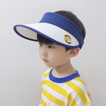 UPF50+兒童防曬帽防紫外線男童帽子夏款太陽帽空頂小孩遮陽帽男孩