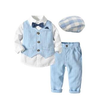 歐美風嬰幼兒小童紳士西裝套裝男寶寶襯衫馬甲三件套宴會周歲禮服