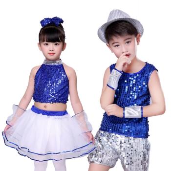 六一新款兒童爵士舞蹈表演服女童亮片幼兒現代公主蓬蓬紗裙演出服