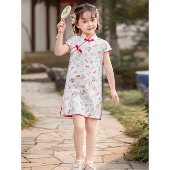 夏季女童網紅短袖旗袍裙中小童新款寶寶兒童中國風連衣裙復古漢服