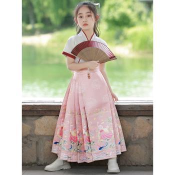 兒童馬面裙套裝日常漢服女童超仙中國風古裝夏款小女孩唐裝連衣裙