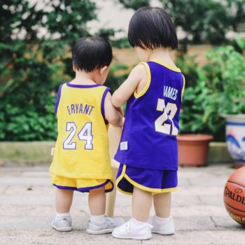 夏季嬰兒球衣兒童短袖籃球服套裝23號詹姆斯科比寶寶分體運動服潮