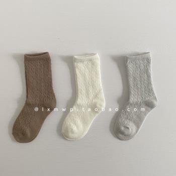 夏季素色中性款移圈鏤空兒童短襪