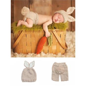 兒童攝影服裝小兔子套裝寶寶拍照道具嬰兒新生兒滿月百天影樓衣服