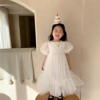 韓版蕾絲白色中小童走秀公主裙