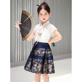 馬面裙套裝夏季女童漢服古風超仙2023新款兒童中國風古裝裙子夏款