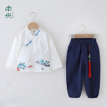 男童唐裝中國風兒童漢服春夏季長袖套裝復古民族風古裝新中式服裝