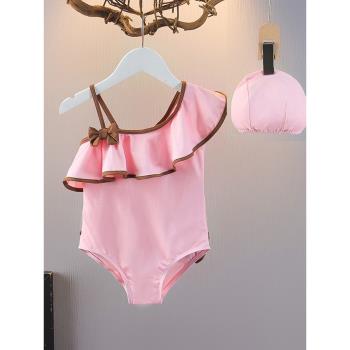 女童時尚泳衣夏季2023新款小女孩海邊公主風兒童女寶寶連體泳衣褲