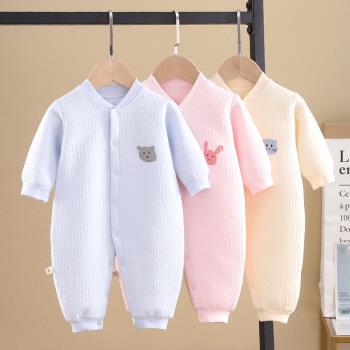 新生兒純棉保暖加厚嬰兒連體衣