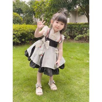 新中式國風連衣裙女童洛麗塔夏季漢服寶寶公主裙子水墨畫高端禮服