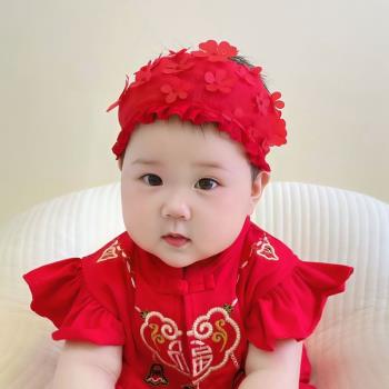 嬰兒透氣新款大紅色純棉夏季帽子