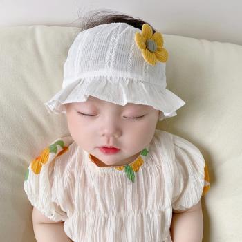 嬰兒寶寶夏季薄款防曬帽新生兒胎帽兒童春秋款遮陽帽女寶女孩帽子