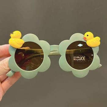 兒童卡通墨鏡太陽鏡花朵小鴨女童寶寶眼鏡可愛遮陽防紫外線萌夏天