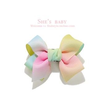 【shesbaby】韓國高端嬰童汗毛夾 可愛寶寶彩虹嬰兒蝴蝶結小邊夾