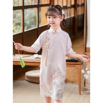 女童旗袍夏季薄款天絲兒童中國風改良夏裝小女孩古裝女寶寶民國風