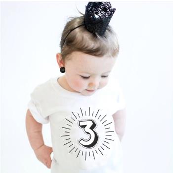 周歲生日數字拍照嬰兒短袖禮品