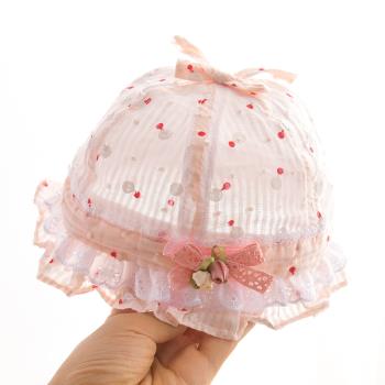網紅新生嬰兒兒帽子夏季薄款遮陽帽女可調節女寶寶防曬帽夏天涼帽