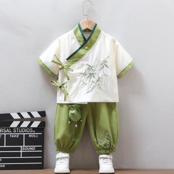 兒童漢服男童唐裝女寶寶夏季中國名族風古裝男孩夏裝套裝演出禮服