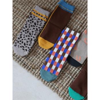 韓國復古元素直版兒童襪幾何INS幾何無跟襪