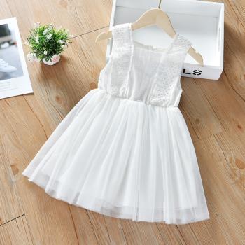 女童連衣裙2022新款夏裝女大童洋氣白裙童裝超仙公主裙兒童紗裙子