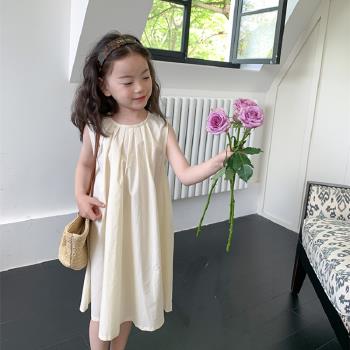 女童棉布連衣裙2023新款夏裝兒童韓版小眾設計感背心裙小女孩裙子
