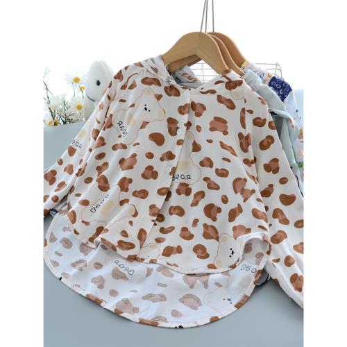 男童夏季防曬衣寶寶人造棉開衫外套上衣棉綢長袖薄款兒童空調衫