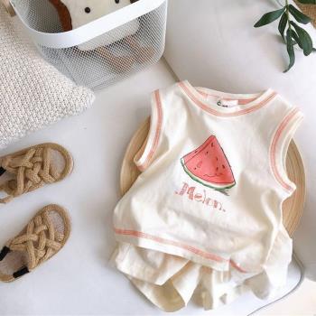 嬰兒衣服夏季薄款背心套裝一歲男孩女寶寶夏裝分體夏天透氣八個月