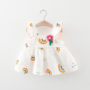 女童夏裝吊帶連衣裙2023新款嬰兒小寶寶夏季純棉背心裙洋氣公主裙