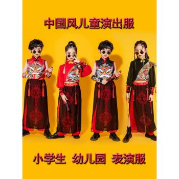 六一兒童國潮中國風民族演出服紅色古典舞飄逸運動會啦啦隊打鼓服