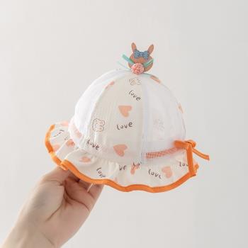 小月齡嬰兒網款遮陽帽子女寶寶夏漁夫帽薄款透氣新生兒防曬太陽帽