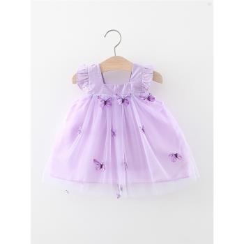 女童連衣裙夏季兒童小女孩蝴蝶網紗公主裙子0一1-3歲嬰兒寶寶夏裝
