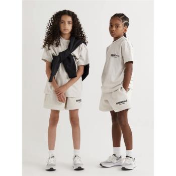 潮牌Essentials新款童裝FOG夏裝街頭植絨字母T恤兒童短袖親子裝