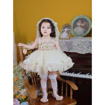 女童洛麗塔lolita連衣裙西班牙公主裙吊帶蓬蓬紗寶寶周歲禮服夏季