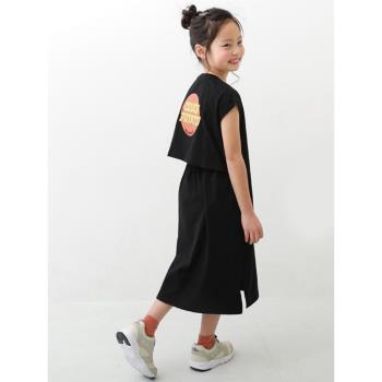 日系女童夏季連衣裙拼接假兩件全棉清新透氣時尚休閑戶外親子長裙
