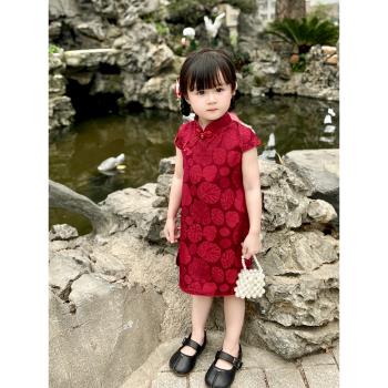 復古改良中式薄款短袖女童旗袍