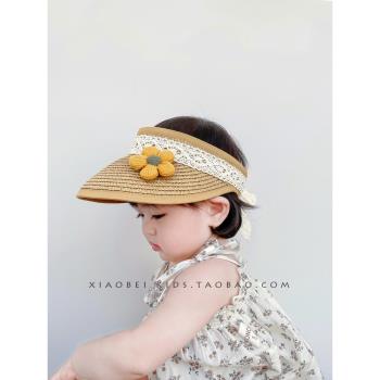 寶寶遮陽帽嬰兒防曬帽兒童太陽帽夏季女童帽子春秋幼兒小孩空頂帽